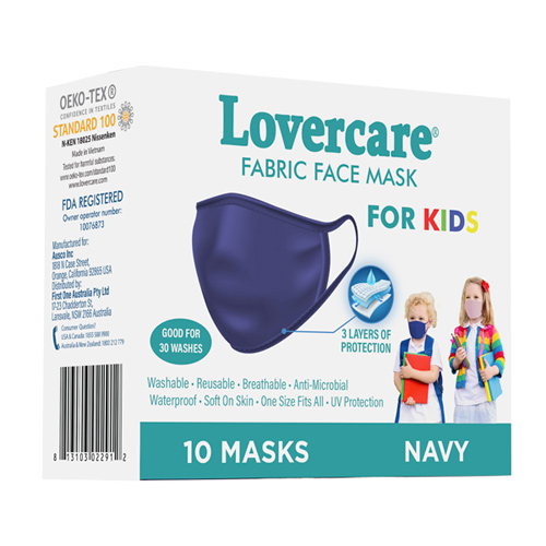 Lovercare Fabric Face Mask for kids under 4 years old Navy blue 10-pack reusable 3 layers