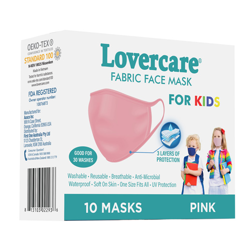 Lovercare Fabric Face Mask for kids under 4 years old pink 10-pack reusable 3 layers