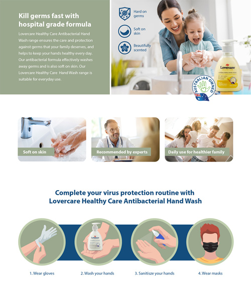 Lovercare Healthy Care Antibacterial Hand Wash Pearl 12 x 8.45 fl. oz - 250ml