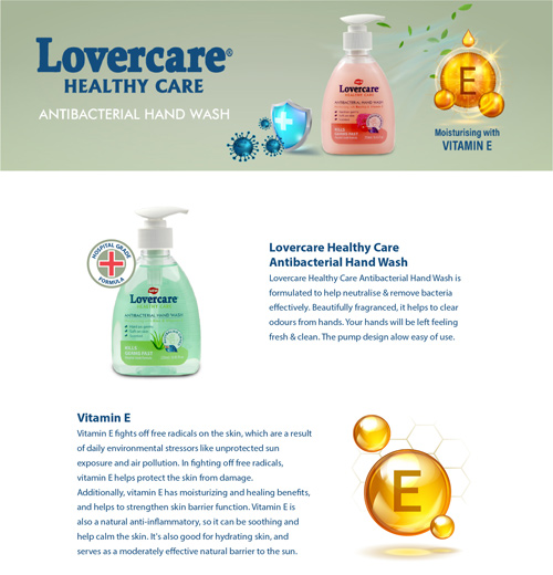 Lovercare Healthy Care Antibacterial Hand Wash Rosehip 12 x 8.45 fl. oz - 250ml
