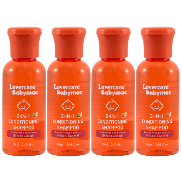 4-PACK Lovercare Babymac 2-in-1 Conditioning Shampoo -  60ml - 2.03 fl oz