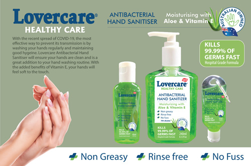 4-PACK Lovercare Healthy Care Antibacterial  Hand Sanitizer 60ml
