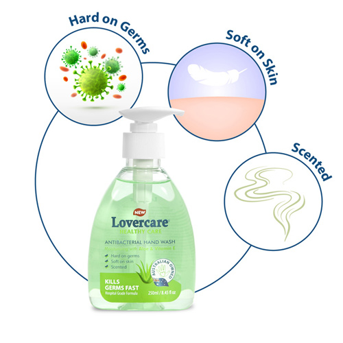 4-PACK Lovercare Antibacterial Hand Wash Aloe 8.45 fl. oz - 250ml